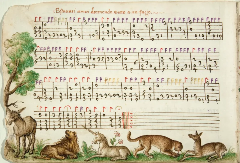 see the manuscript of The Vincenzo Capirola Lutebook
 - image