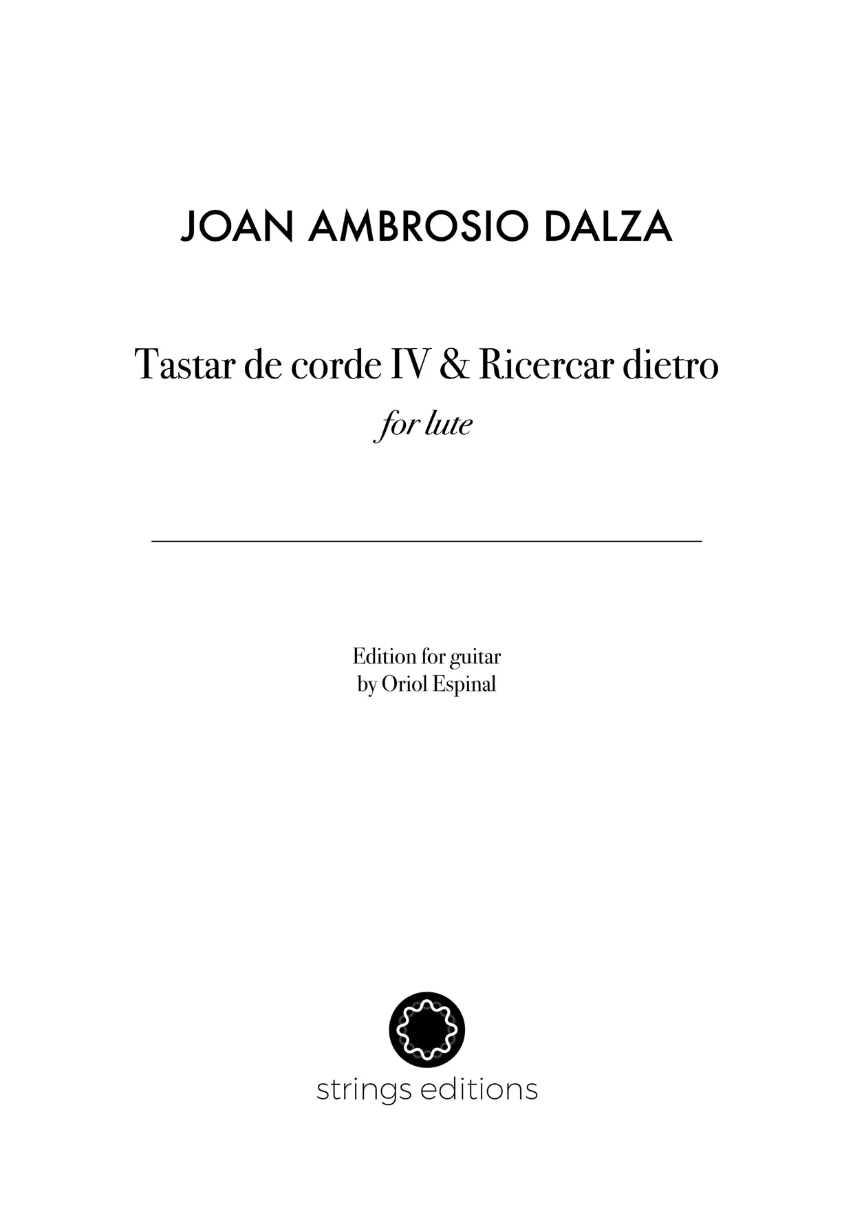 Tastar de Corde IV and Ricercar dietro - cover thumbnail